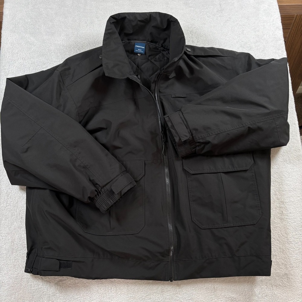 Propper Station Waterproof Duty Jacket Mens‎ 3XL Black Side Zips Water Repellent